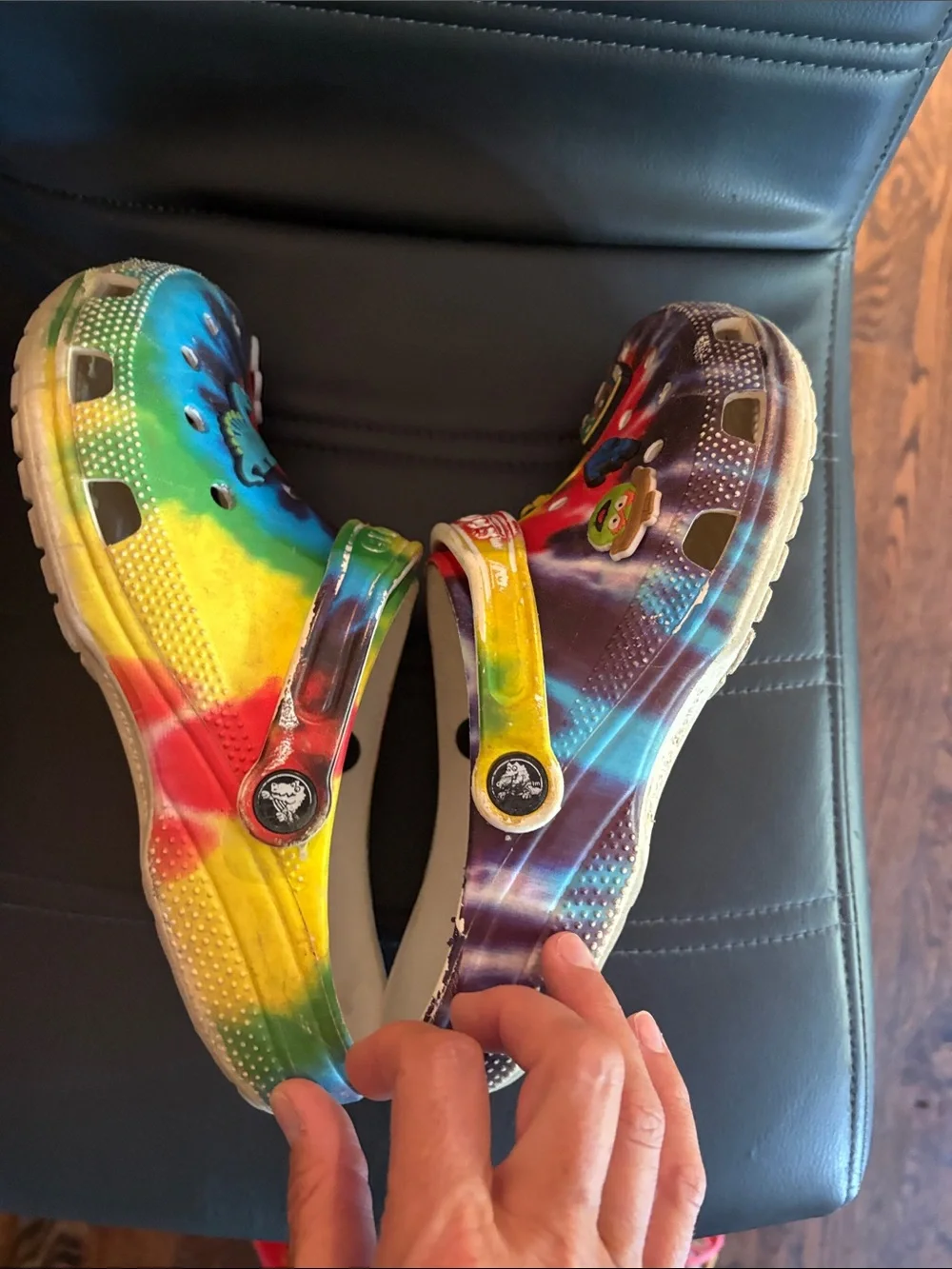 CROCS Rainbow Tie-Dye Clog with Jibbitz Charms - Multicolor